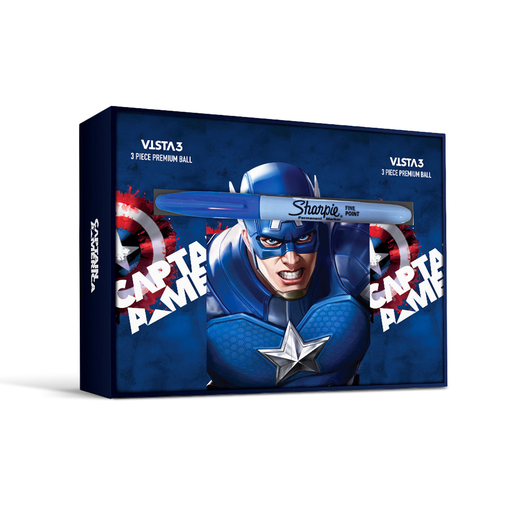 Sharpie Vista3 packaging with Captain America design on a white background