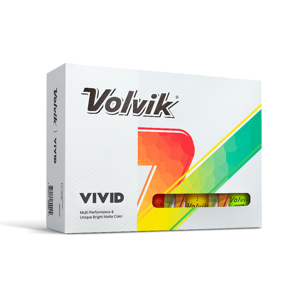 Volvik Vivid Assorted golf ball packaging on a white background