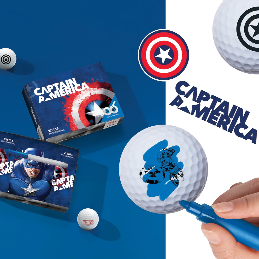 Marvel Captain America (Colored Marker) | Vista3 Golf Balls