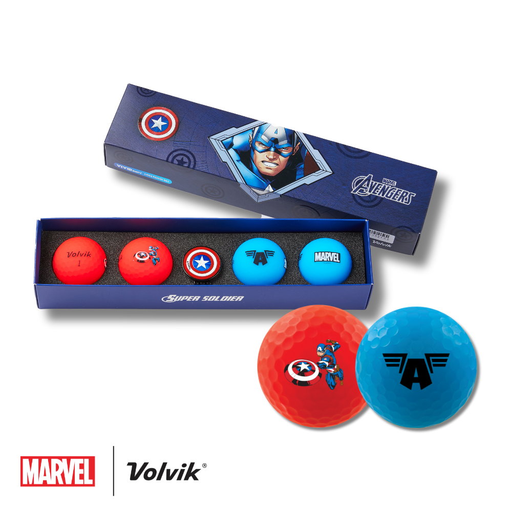 marvel volvik collab captain america vivid soft golf balls gift set