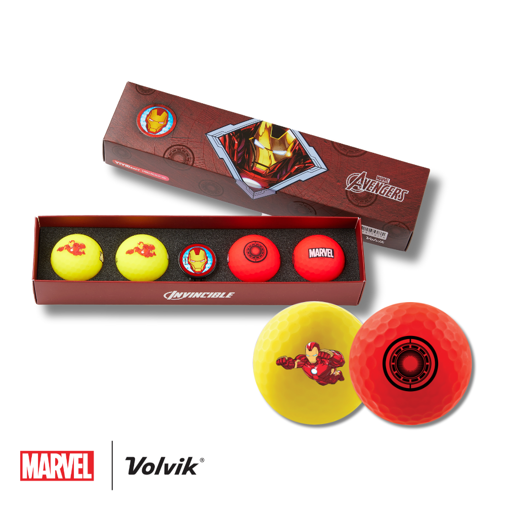 marvel volvik collab iron man vivid soft golf balls gift set