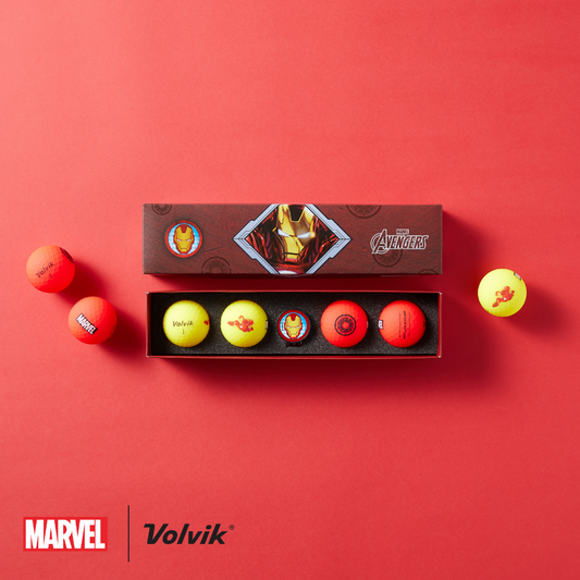 marvel volvik collab iron man vivid soft golf balls gift set studio cut