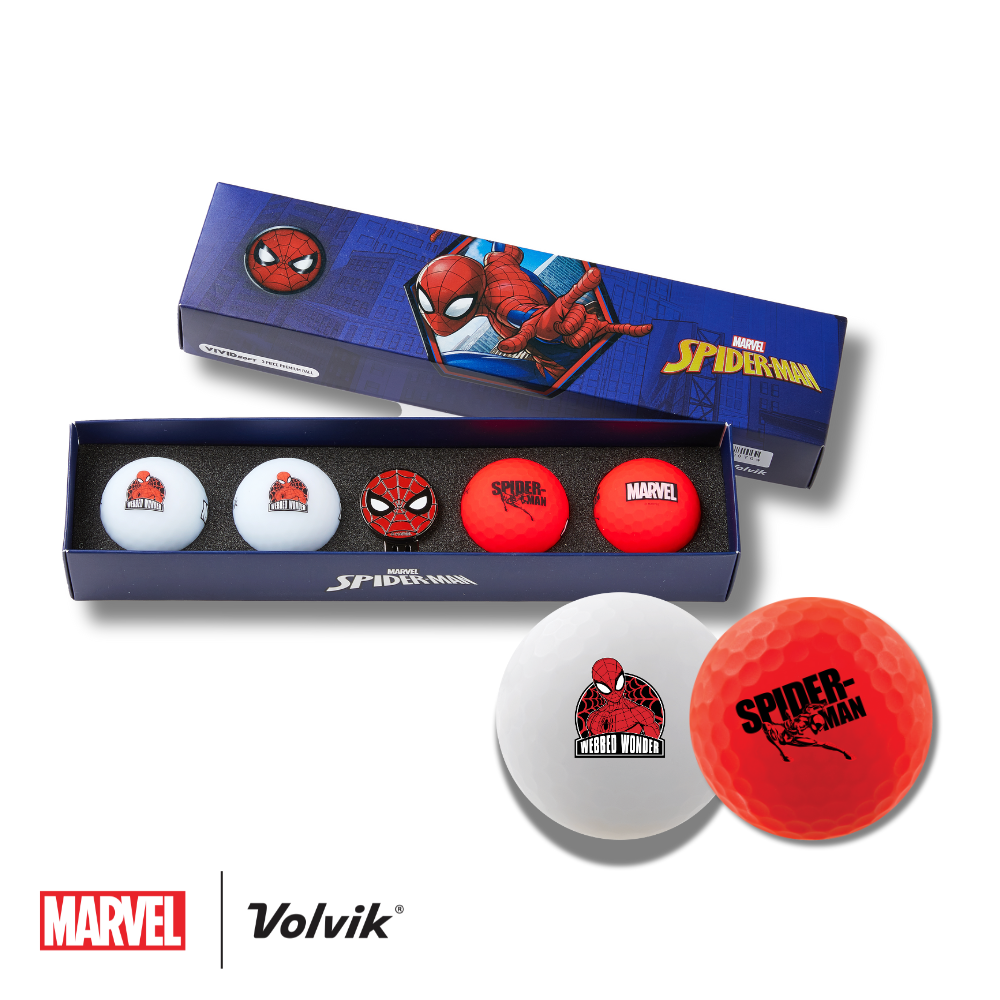 marvel volvik collab spider man vivid soft golf balls gift set