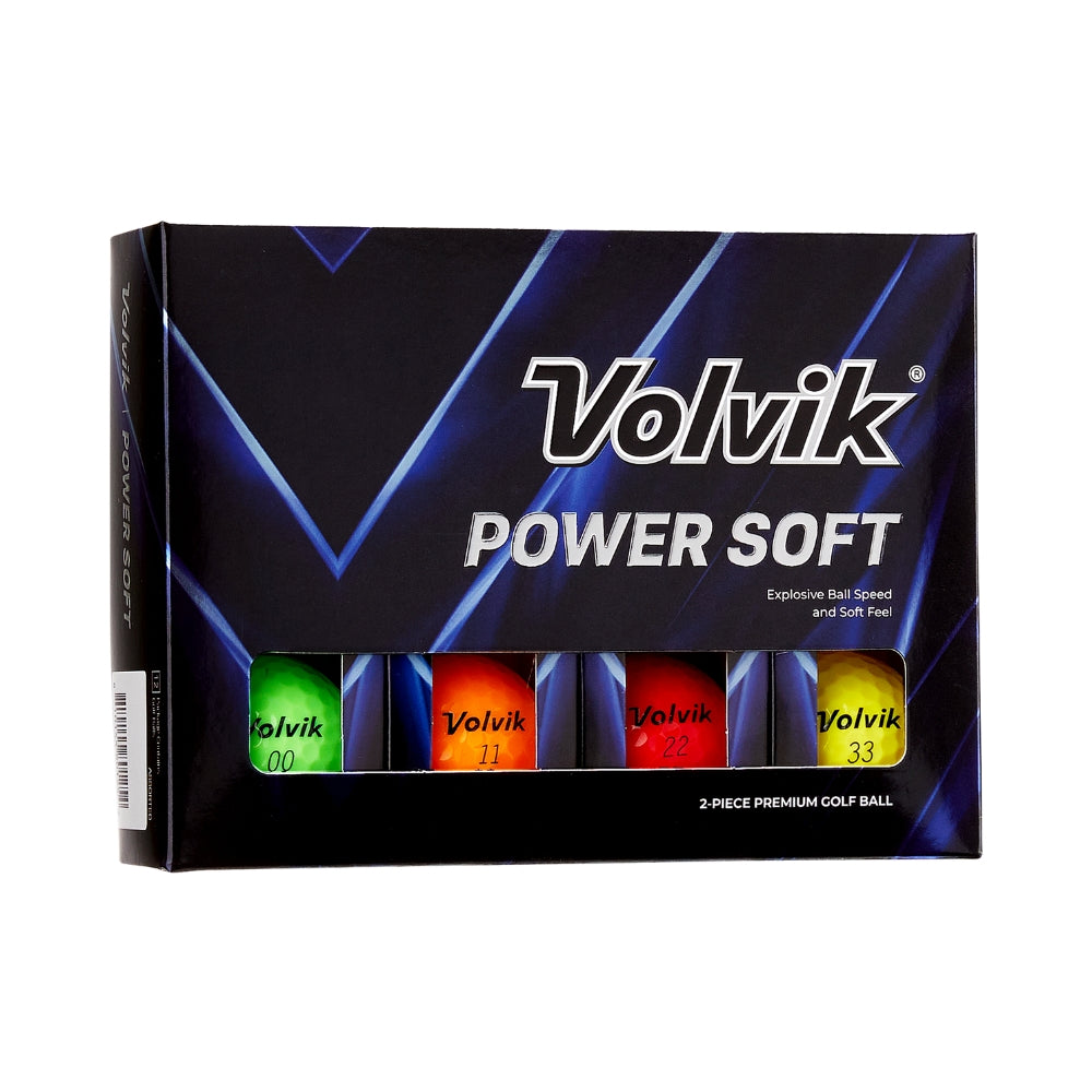 volvik power soft assorted colors (green, orange, red, yellow) golf ball packaging only #color_assorted