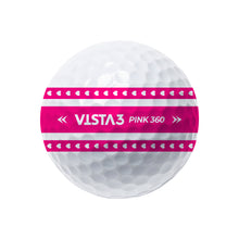 Volvik Vista3 360 BCRF edition golf ball with pink and white design on a white background