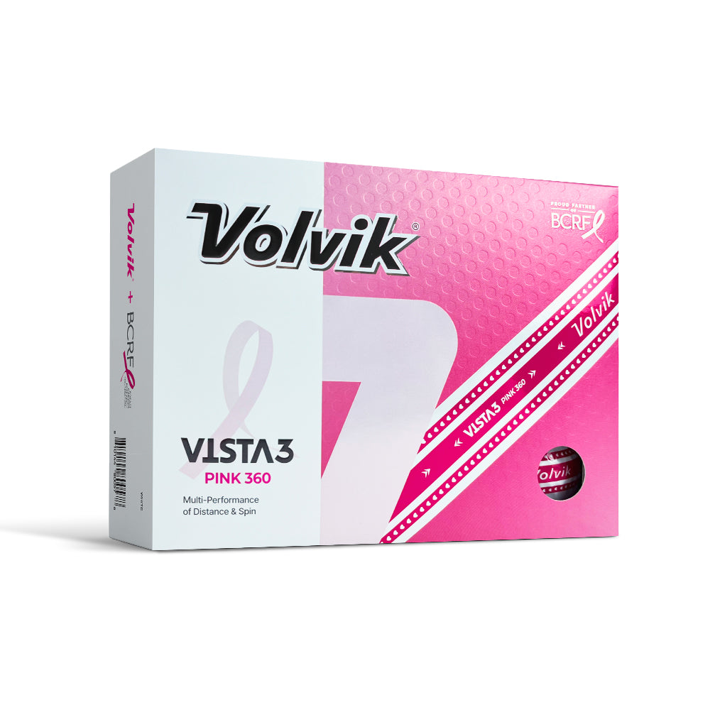 Volvik Vista3 Pink 360 golf ball packaging on a white background