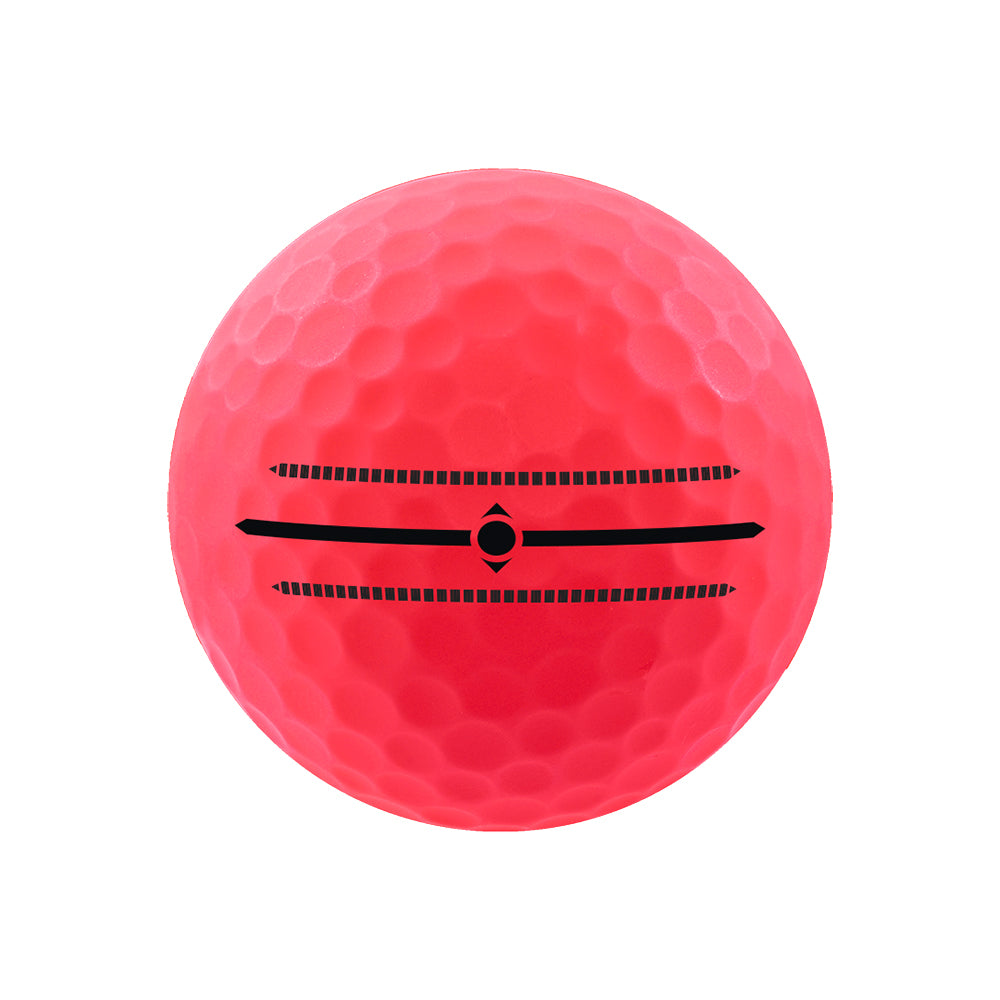 Volvik Vivid BCRF edition pink golf ball with black design on a white background