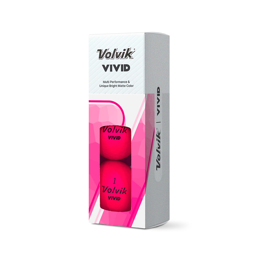Volvik Vivid golf ball packaging on a white background