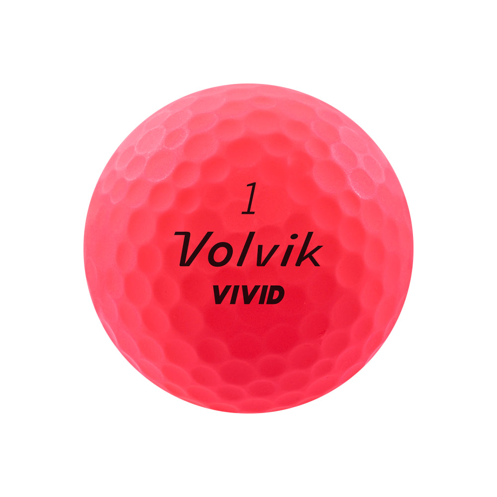 Volvik Vivid BCRF edition pink golf ball with 'Volvik Vivid' branding on a white background