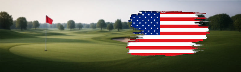 Golf course with American flag design overlay