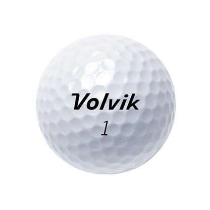 A white golf ball, featuring the black printed text 'Volvik 1' in the center, isolated on a solid white background.