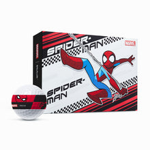 Spider-Man golf ball and packaging on a white background