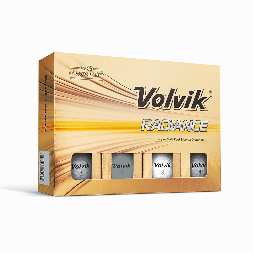 Volvik Radiance golf balls packaging on a white background