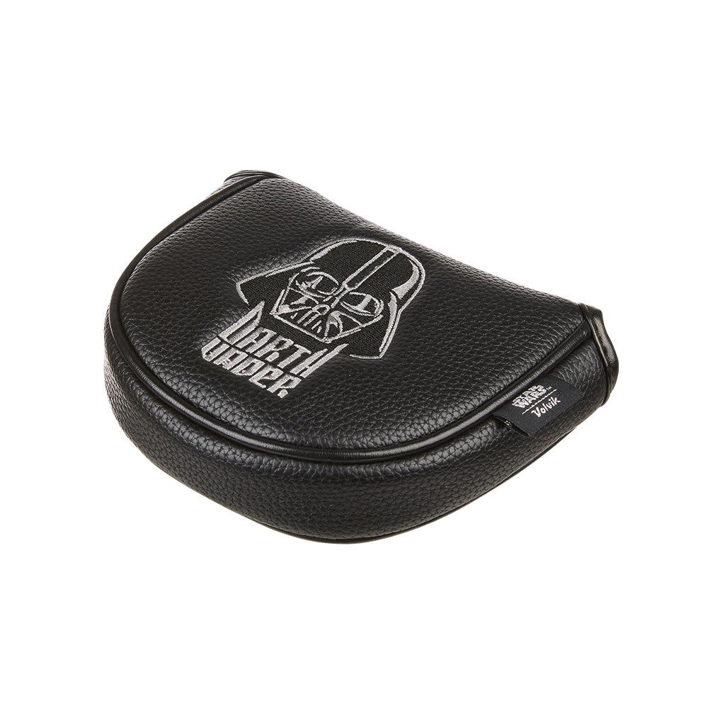 A black pebbled faux-leather golf club headcover featuring a white embossed Darth Vader helmet and 'Star Wars' logo on the front, with a small 'Star Wars' tag on the side, shown on a plain white background.