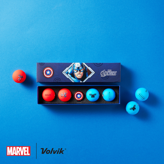 marvel volvik collab captain america vivid soft golf balls gift set studio cut